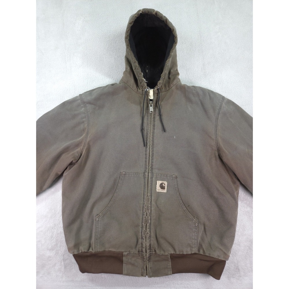 Vintage Carhartt Jacket J130 Brown Mens Large Full Zip Hooded - Picture 3 of 14
